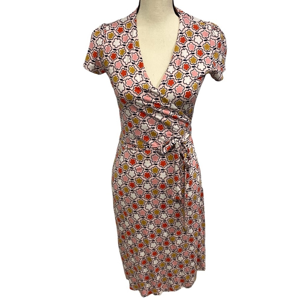 Boden Pink and Orange Geometric Midi Dress